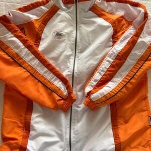 Vintage Yellowstone 1872 Bear Logo Colorblock Windbreaker Jacket Orange/White